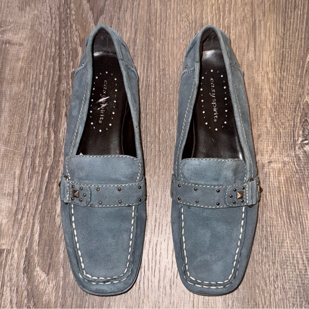 Easy Spirit hadarat blue slate Suede studded Loafers 8